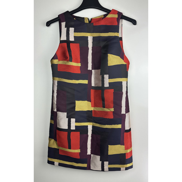 ALICE + OLIVIA Clyde Print Sleeveless A-Line Shift Dress Geometric Womens Size 8 - Picture 2 of 16